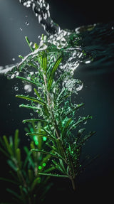 Fresh rosemary under running water